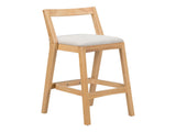 Jasper Indoor Rubberwood Barstool, Natural Finished and Beige Upholstery, Set of 2 N775P336213N