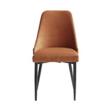 Modern Sleek Design Velvet Fabric Orange Side Chair Set of 2 Black Finish Metal Legs Dining B011134424