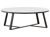 White Faux Marble and Matte Black Coffee Table B062P145515