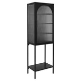 ZUN Stylish Tempered Glass High Cabinet with Arched Door Adjustable Shelves and Feet Anti-Tip Dust-free W1673127678