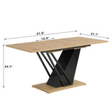 61.81 inch Extendable Dining Table, Modern Geometric Rectangular Table with Sturdy Metal W2317P251956