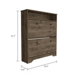 Shoe Rack 46" H, One Open Storage Shelf, Two Internal Storage Drawers, Two Doors, Dark Brown B097133214