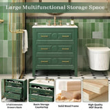 30'' Bathroom Vanity with Ceramic Sink Combo, Free Standing Single Vanity Set with 3 Drawers, Solid N710P246209F