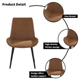 Modern Dining Chair Living Room Black Metal Leg Dining Chair-Brown-2pcs/ctn W153565883