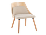 Mid-Century Modern Chair in Natural Wood and Cream Fabric B202P223416