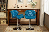 Glasgow Contemporary Tufted Adjustable Height Hidraulic Bar Stools, Set of 2, Blue T2574P164865