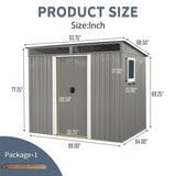 ZUN 8 ft x 6 ft Outdoor Metal Storage Shed with Window,Transparent plate and lockable sliding door for 95388386