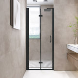 36 "x 72" Bifold Shower Door, 1/4" Tempered Glass, Matte Black Aluminum Frame, Explosion Proof W1675P307149