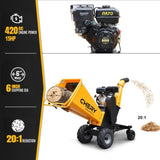 6'' Inch 420cc 15hp Pull Start Gas Powered 4-Wheels Wood Chipper Shredder Mulcher with Towbar/Stop W2089P218632