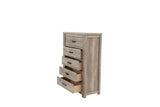 Bedroom Furniture Rustic Light Grey Simple 1pc Chest Of Drawers 5-Drawers Storage Cabinet Solidwood B011P236771