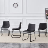 A set of 4 Classic Black PU Leather Chairs , A stylish seat suitable for modern minimalist and W3226P279061