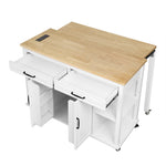 ZUN K&K 47 inch Kitchen Island with Extendable Dining Table, Rubber Wood Veneer Kitchen Table with N707P215327W