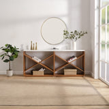 ZUN 70.87 inch Farmhouse Console Table, X Shape Detachable ExtraLong Table with Storage for Entryway, W2317P233342