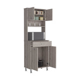 Della 60 Kitchen Pantry with Countertop, Closed & Open Storage -Light Gray B07091841