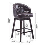 33.25" Swivel Counter Stools Set of 2, Upholstered Counter Height Bar Stools with Solid Rubber Wood WF532108BRN