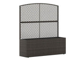 58" Brown PE Rattan Raised Garden Bed with Trellis Adjustable Foot Pads Outdoor Planter Box 69776935