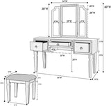 Luxurious Majestic Classic Cherry Color Vanity w Stool 3- Storage Drawers 1pc Bedroom Furniture B011111850