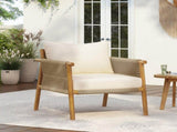 28" Modern Outdoor Woven Lounge Chair with Solid Wood Frame and Comfortable Polyester Cushions, N767P375341T