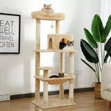 ZUN Luxury Cat Tree Cat Tower with Sisal Scratching Post, Cozy Condo, Top Perch, Hammock and Dangling 35162292