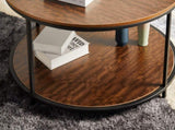 Round coffee table in antique wood color, 34.64-inch living room coffee table, a simple tabletop W1911P371570