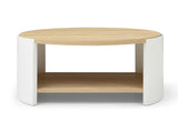 Round Coffee Table,31" Coffee Table for Living Room,2-Tier Rustic Wood Desktop with Storage Shelf W1117P224566