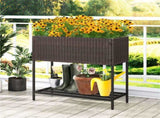 28" Elevated Raised Planter Box with Storage Shelf, Ergonomic Garden Bed for Patio Balcony Herb 79154701
