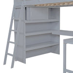 ZUN Full Size Loft Bed with Desk and Shelf - Gray 55051044