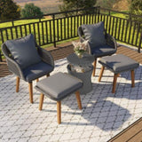 ZUN K&K 5 Pieces Patio Furniture Chair Sets, Patio Conversation Set With Wicker Cool Bar Table, WF324995AAG