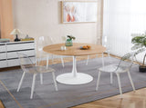 42.1"OAK COLOR TOP Tulip Table Mid-century Dining Table for 4-6 people With Round Mdf Table Top, W234P370301