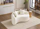LY-042 S-Curved Chenille Sectional Sofa Dual-Depth , White, No Assembly, Compact for W2231P329713
