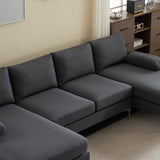 280*130*85 U-Shaped 4-Seat Linen Seat Frame Wooden Frame Back Iron Frame Silver Feet Indoor Modular 62447468