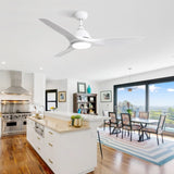 52 Inch Ceiling Fan with Light and 6-speed Remote Control 3 ABS Fan Blades White for Bredoom Patio W934P211170