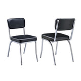 Set of 2 Upholstered Side Chairs, Black and Chrome B016P225404