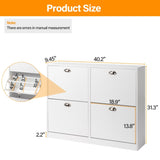 2 Rows 4 Drawers Shoe Cabinet Particle Board 102*25*78.5cm White 23849345