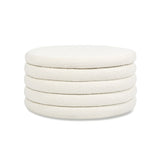 Fuji 36" Round Upholstered Storage Cocktail Ottoman, Ivory White Boucle B2719P238421