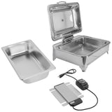 Electric Chafing Dish 9L/9.5QT 400W 110V Food Warmer Temperature Adjustable with Glass Lid for 00394670