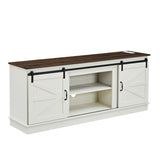 Farmhouse TV stand for 65/70/75-inch TVs with outlets, featuring a modern entertainment center W2393P168715