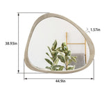 Solid Wood Mirror 45 Inch Asymmetrical Wall Mirror Wooden Framed Mirror Large Sized Dressing Mirror, W1435P241566