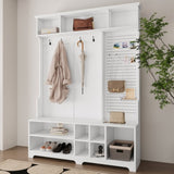 Hall Tree with Shoe Bench, Coat Rack ,Shoe Storage ,Storage Shelves and Pegboard, for Hallways, W757P148146
