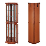 ZUN Corner Curio Cabinet with Lights, Adjustable Tempered Glass Shelves, Mirrored Back, Display 45202248