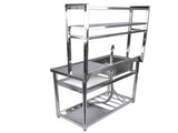 39.4in Stainless Steel Utility Sink Set, Single Bowl Commercial Sink w/ Shelves Single Bowl Sink for 91301593