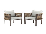 2-Pieces Outdoor Metal Patio Club Chair, Patio Arm Chair with Cushion, Modern Outdoor N780P254451B