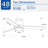 48" Bruched Nickel Lowe Profile Ceiling Fan with Light W1367P247066