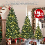 ZUN 8FT, 6FT, 4FT Pre-Lit Green Pine Artificial Christmas Tree, Set of 3 Hinged Xmas Trees with 820 96675972