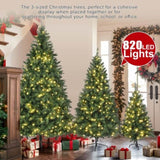 ZUN 8FT, 6FT, 4FT Pre-Lit Green Pine Artificial Christmas Tree, Set of 3 Hinged Xmas Trees with 820 96675972