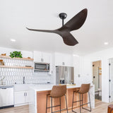 ZUN Modern 52 Inch Indoor Ceiling Fan No Light With 6 Speed Remote Control 3 ABS Blade Reversible DC W934P207799