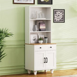ON-TREND Farmhouse Storage with 4 Solid Wood Gourd-Shaped Legs, Modern Kitchen Pantry N721P205790K