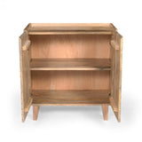 TREXM Wood Accent Cabinet with Storage, Rustic Mango Wood Storage Cabinet with Fluted Design and N715P224944N