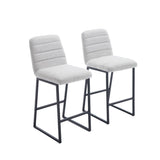 ZUN Low Bar Stools Set of 2 Bar Chairs for Living Room Party Room,Upholstered Linen Fabric W1439125958