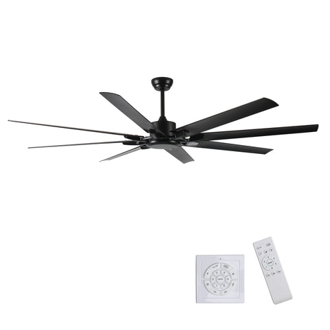 ZUN 75 Inch Industrial DC Motor Ceiling Fan no light, Large Ceiling Fan with 8 Reversible Blades, 3 W2352P204416